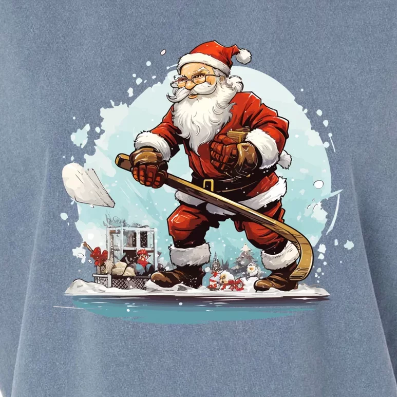 Christmas Santa Claus Hockey Xmas Great Gift Garment-Dyed Women's Muscle Tee