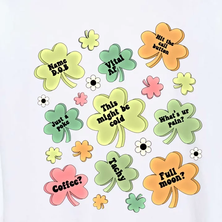 Cute Shamrock Clover Icu Nurse Nicu Nurse Patricks Day Group Funny Gift Garment-Dyed Sweatshirt