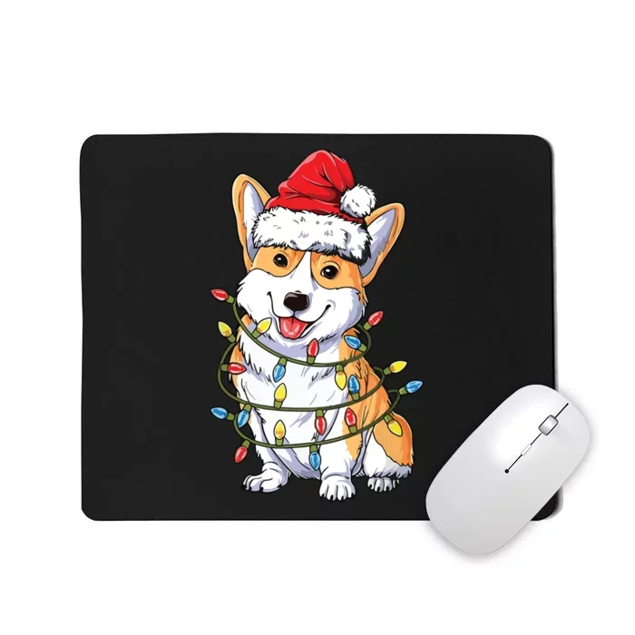 Corgi Santa Christmas Tree Lights Xmas Mousepad