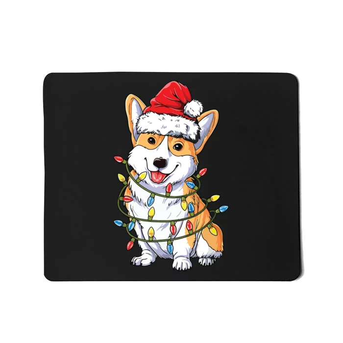 Corgi Santa Christmas Tree Lights Xmas Mousepad