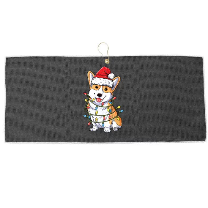 Corgi Santa Christmas Tree Lights Xmas Large Microfiber Waffle Golf Towel