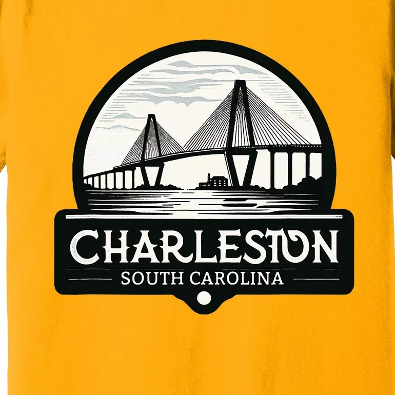 Charleston South Carolina Ravenel Bridge Skyline Premium T-Shirt