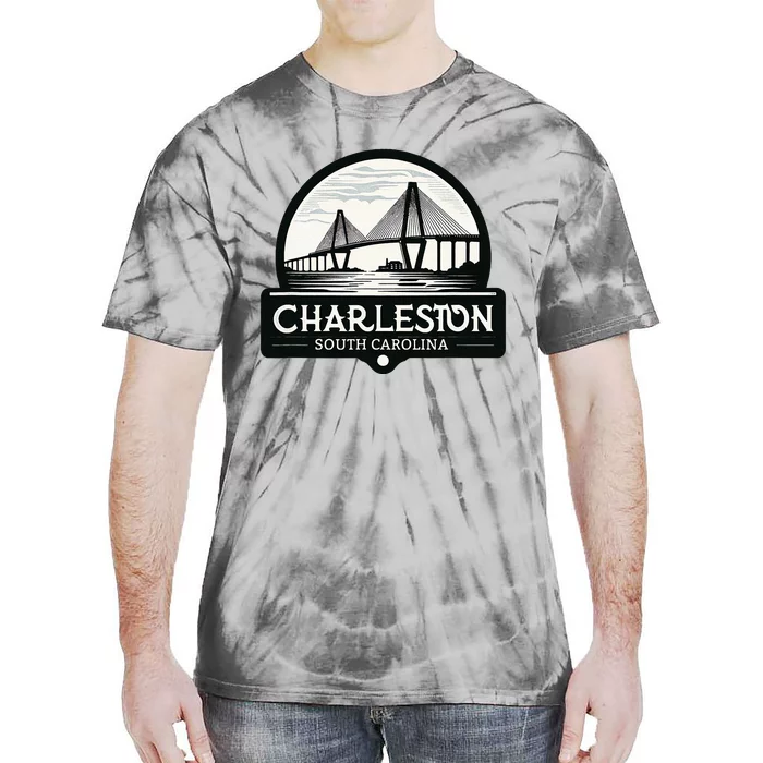 Charleston South Carolina Ravenel Bridge Skyline Tie-Dye T-Shirt