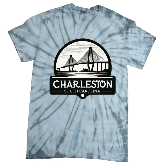 Charleston South Carolina Ravenel Bridge Skyline Tie-Dye T-Shirt