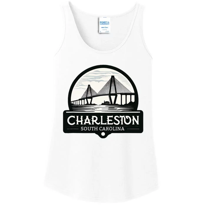 Charleston South Carolina Ravenel Bridge Skyline Ladies Essential Tank