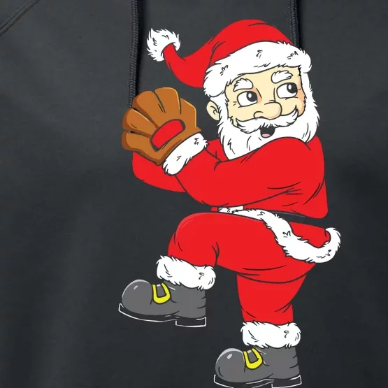 Christmas Santa Claus Baseball Pitcher Xmas Performance Fleece Hoodie