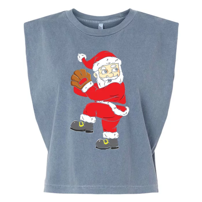 Christmas Santa Claus Baseball Pitcher Xmas Garment-Dyed Women's Muscle Tee