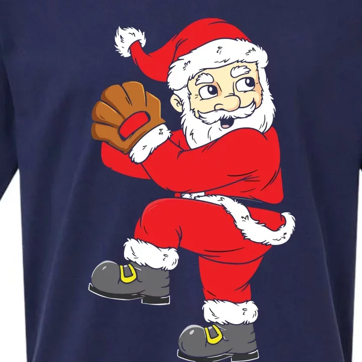 Christmas Santa Claus Baseball Pitcher Xmas Sueded Cloud Jersey T-Shirt