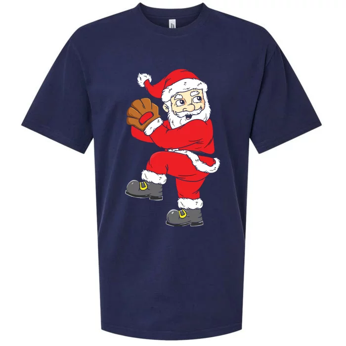 Christmas Santa Claus Baseball Pitcher Xmas Sueded Cloud Jersey T-Shirt