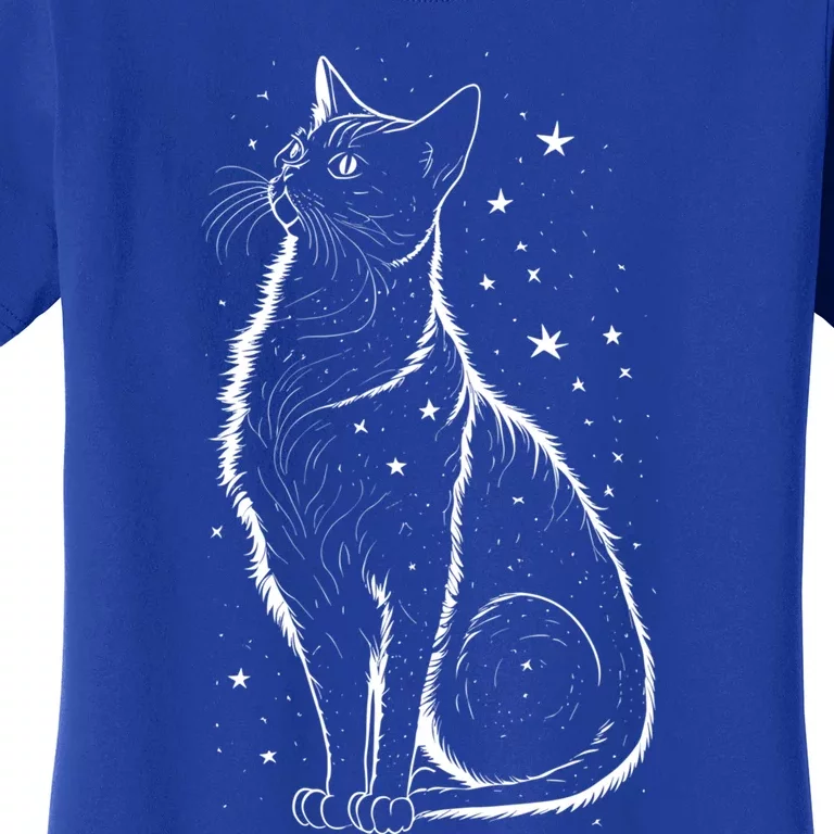 Cat Silhouette Cosmic Galaxy Cat Mom Cat Dad Cat Lover Cool Gift Women's T-Shirt