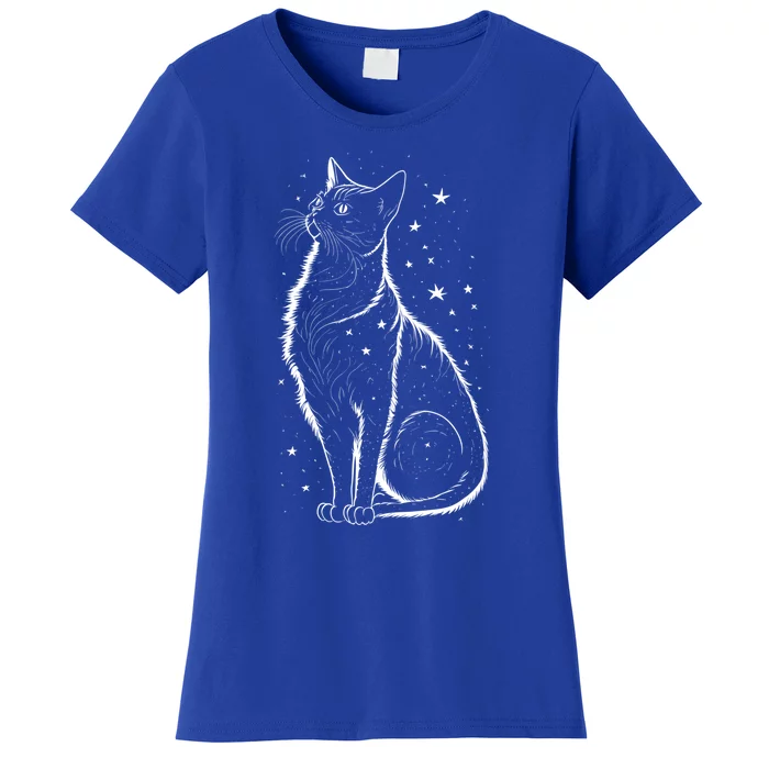 Cat Silhouette Cosmic Galaxy Cat Mom Cat Dad Cat Lover Cool Gift Women's T-Shirt