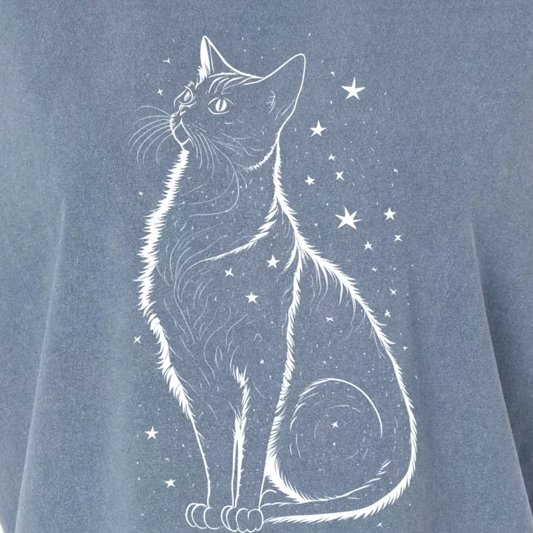 Cat Silhouette Cosmic Galaxy Cat Mom Cat Dad Cat Lover Cool Gift Garment-Dyed Women's Muscle Tee