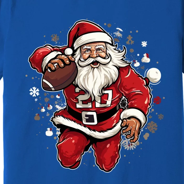 Christmas Santa Claus Football Xmas Meaningful Gift Premium T-Shirt