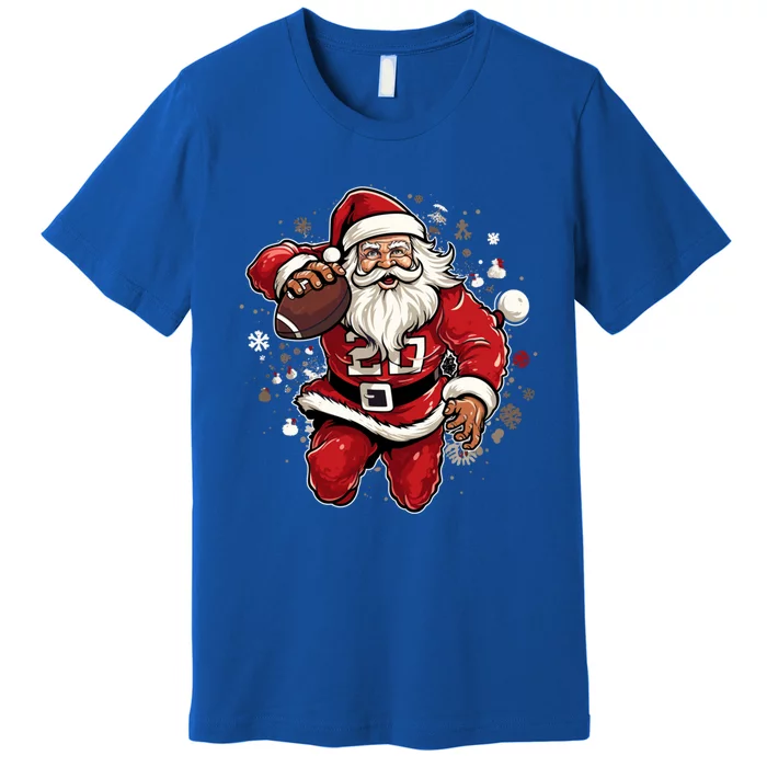 Christmas Santa Claus Football Xmas Meaningful Gift Premium T-Shirt