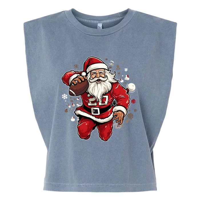 Christmas Santa Claus Football Xmas Meaningful Gift Garment-Dyed Women's Muscle Tee