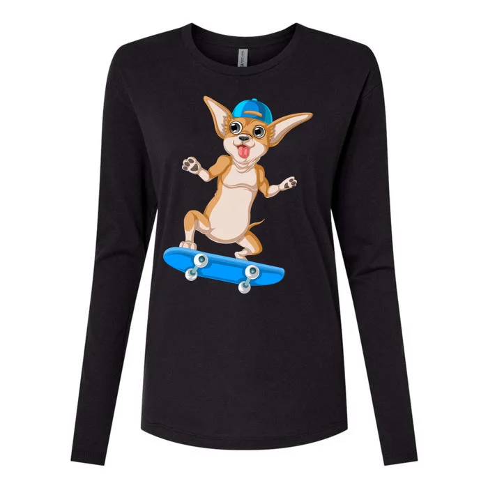 Chihuahua Skateboarding Womens Cotton Relaxed Long Sleeve T-Shirt