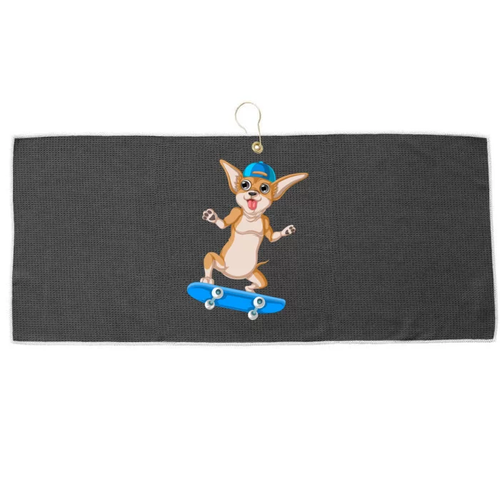 Chihuahua Skateboarding Large Microfiber Waffle Golf Towel