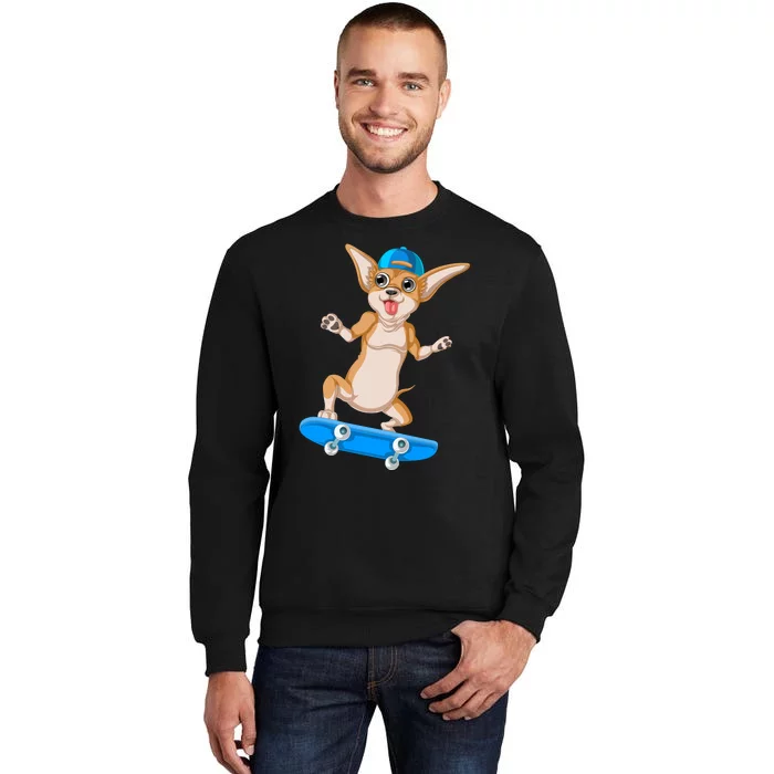 Chihuahua Skateboarding Tall Sweatshirt