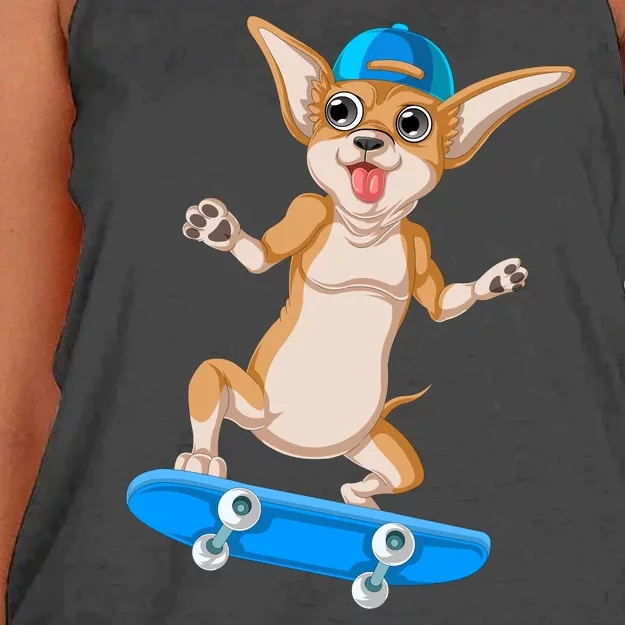 Chihuahua Skateboarding Women's Knotted Racerback Tank