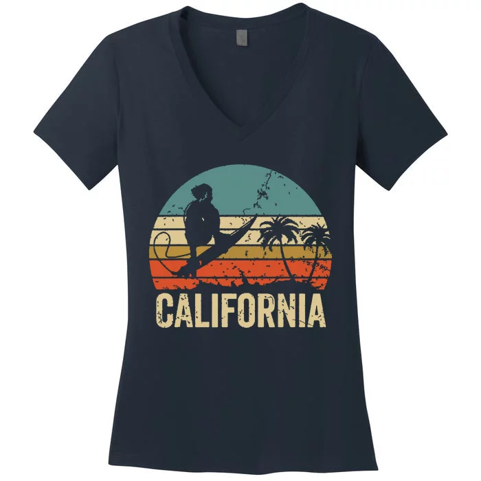 California Surf CA Vintage Retro Men Women Kids Surfer Sunset Women's V-Neck T-Shirt