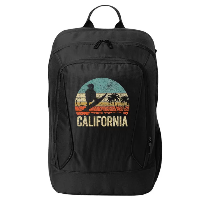 California Surf Ca Retro Women Surfer Sunset City Backpack