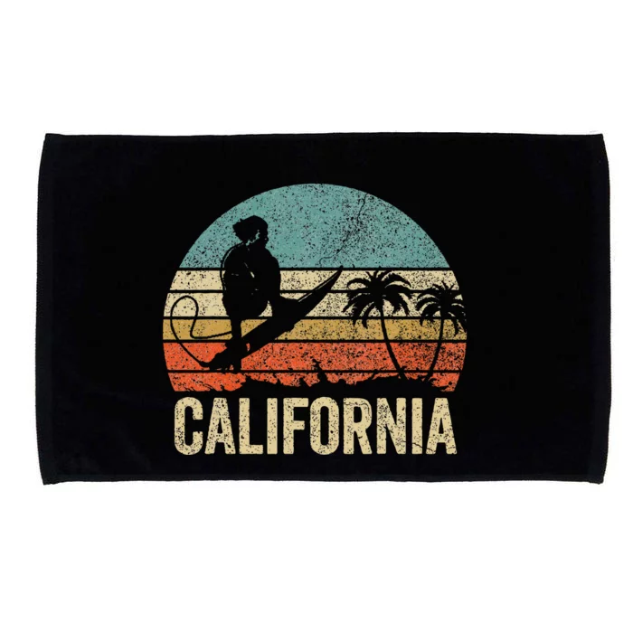 California Surf Ca Retro Women Surfer Sunset Microfiber Hand Towel