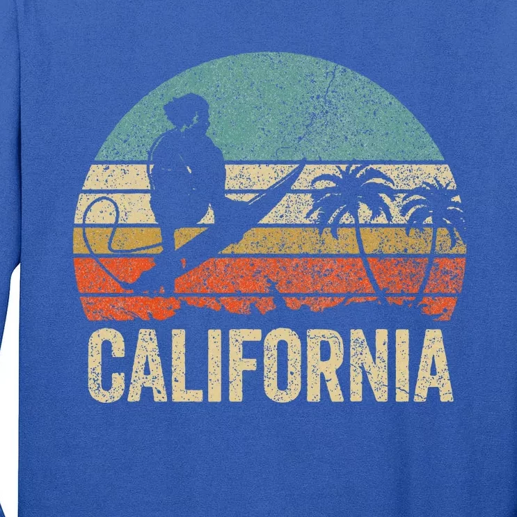 California Surf Ca Retro Women Surfer Sunset Tall Long Sleeve T-Shirt