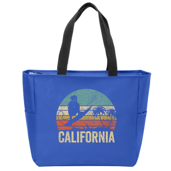 California Surf Ca Retro Women Surfer Sunset Zip Tote Bag