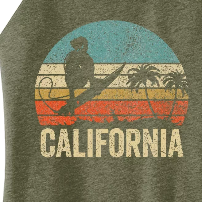 California Surf Ca Retro Women Surfer Sunset Women’s Perfect Tri Rocker Tank