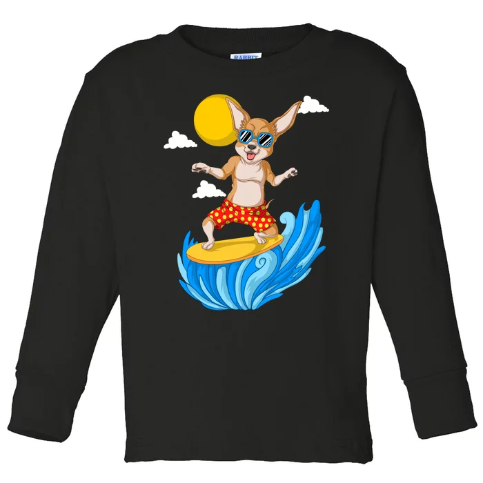 Chihuahua Surfing Toddler Long Sleeve Shirt