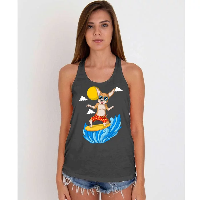 Chihuahua Surfing Women's Knotted Racerback Tank