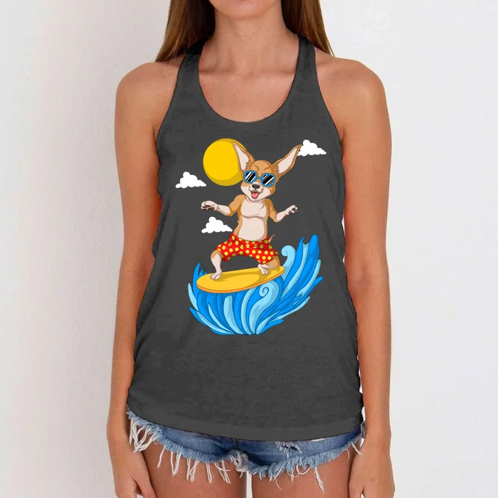 Chihuahua Surfing Women's Knotted Racerback Tank