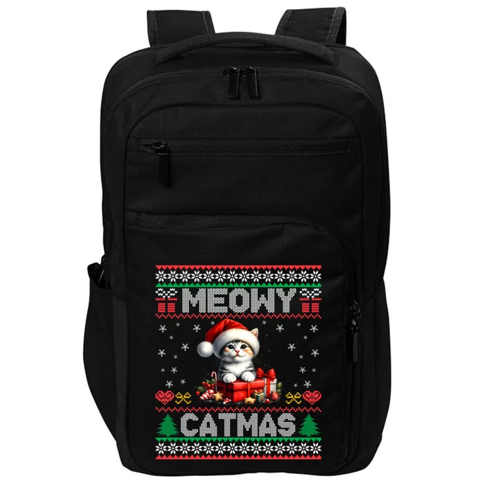 Cat Santa Christmas Kitten Xmas Ugly Meowy Catmas Impact Tech Backpack