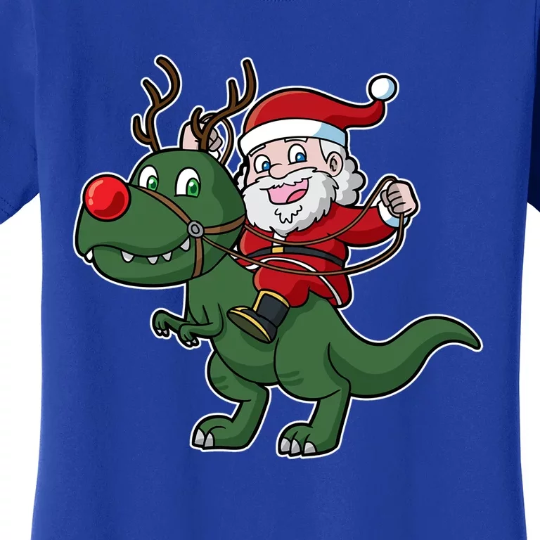 Christmas Santa Claus Riding T Rex Dinosaur Tyrannosaurus Cute Gift Women's T-Shirt