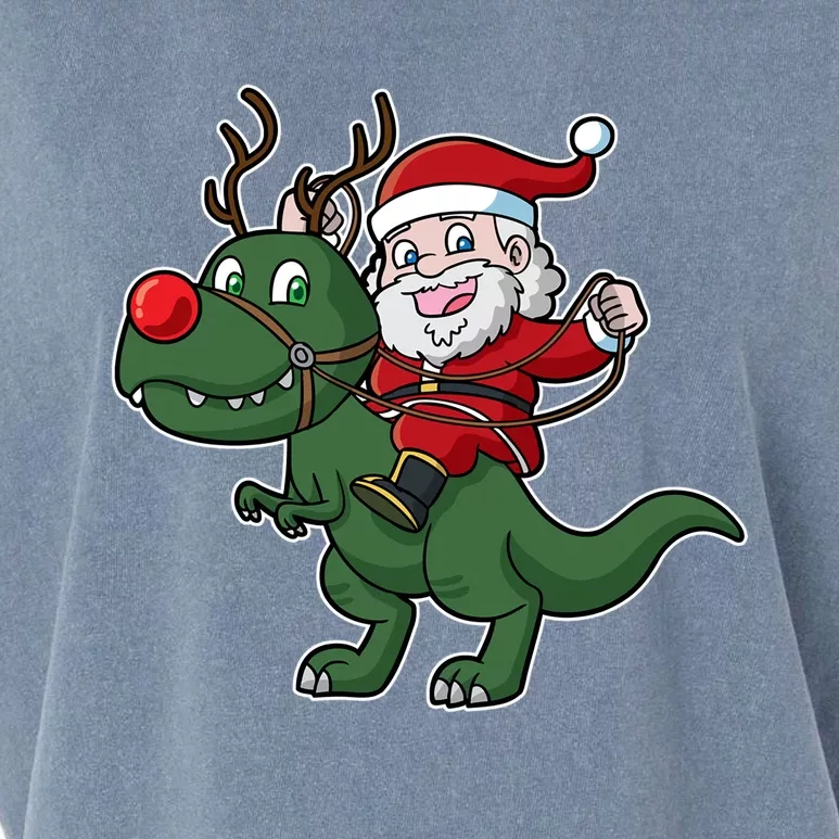 Christmas Santa Claus Riding T Rex Dinosaur Tyrannosaurus Cute Gift Garment-Dyed Women's Muscle Tee