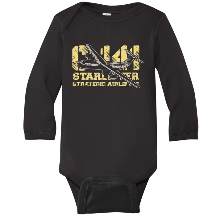 C141 Starlifter C141 Strategic Airlifter Military Aircraft Baby Long Sleeve Bodysuit