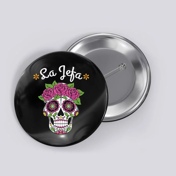 Colorful Sugar Calavera Skull Halloween Dia De Los Muertos Button