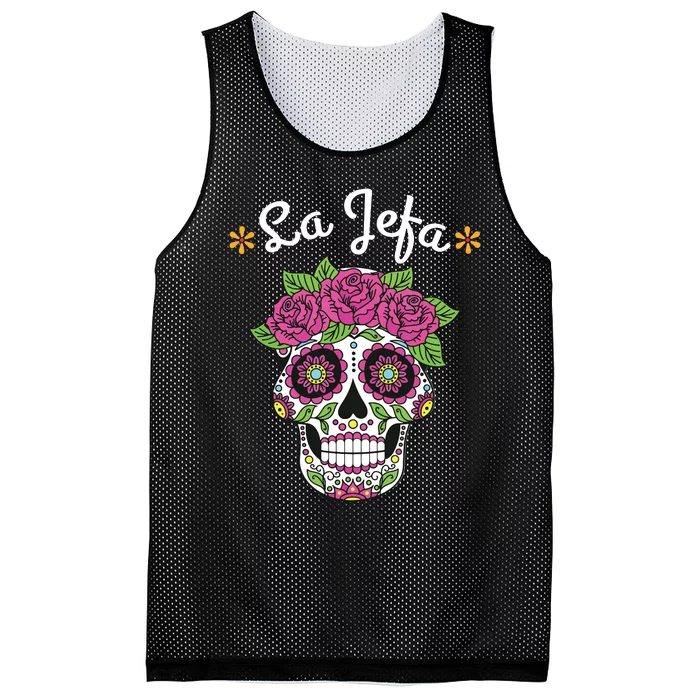 Colorful Sugar Calavera Skull Halloween Dia De Los Muertos Mesh Reversible Basketball Jersey Tank