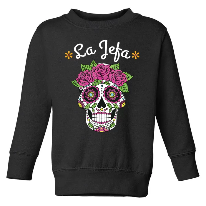 Colorful Sugar Calavera Skull Halloween Dia De Los Muertos Toddler Sweatshirt