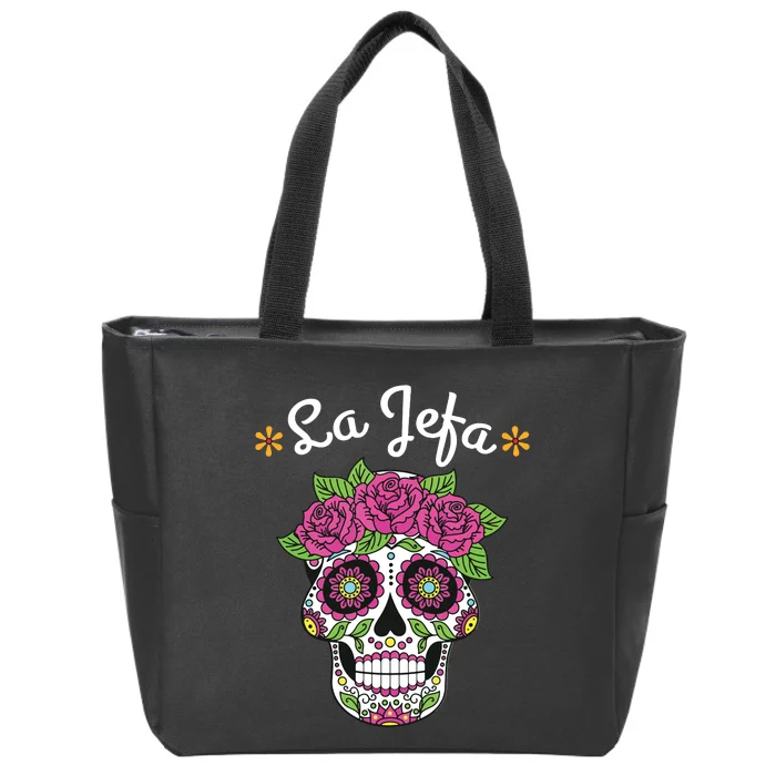 Colorful Sugar Calavera Skull Halloween Dia De Los Muertos Zip Tote Bag