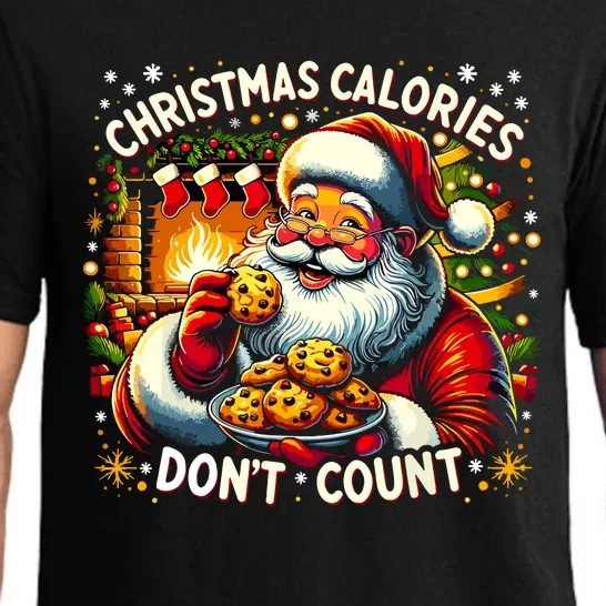 Cute Santa Cookie Christmas Calories Dont Count Gift Xmas Pajama Set