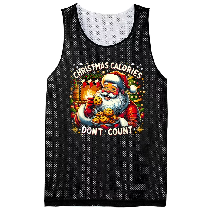 Cute Santa Cookie Christmas Calories Dont Count Gift Xmas Mesh Reversible Basketball Jersey Tank