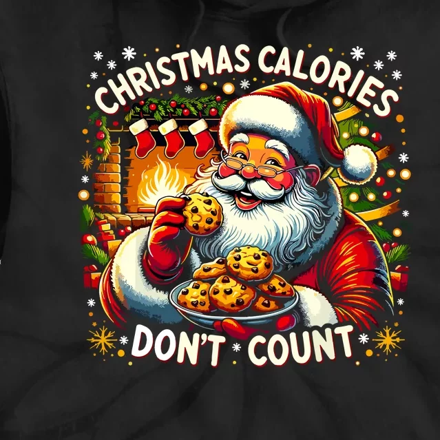 Cute Santa Cookie Christmas Calories Dont Count Gift Xmas Tie Dye Hoodie