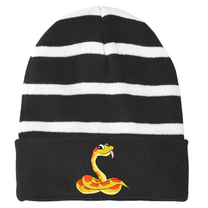 Corn Snake Cute Reptile Striped Beanie with Solid Band