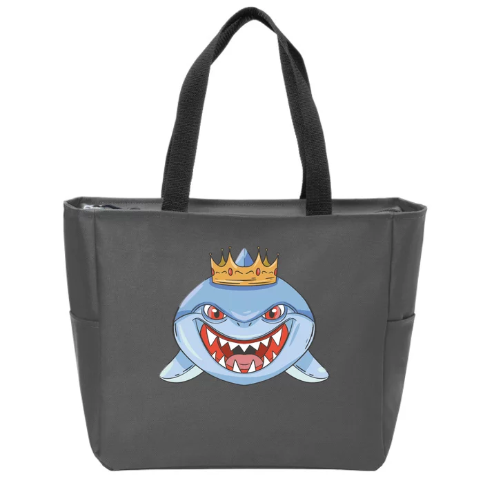 Cartoon Shark Crown Zip Tote Bag