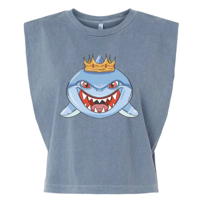 Cartoon Shark Crown Garment-Dyed Women's Muscle Tee