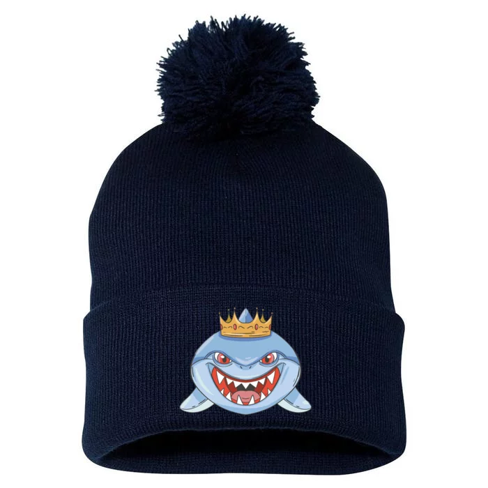 Cartoon Shark Crown Pom Pom 12in Knit Beanie