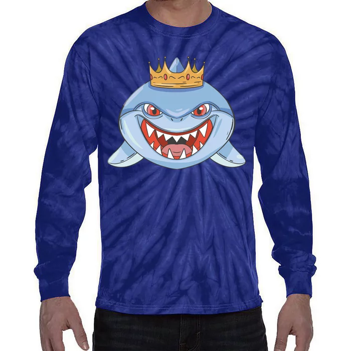 Cartoon Shark Crown Tie-Dye Long Sleeve Shirt