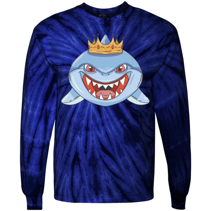 Cartoon Shark Crown Tie-Dye Long Sleeve Shirt