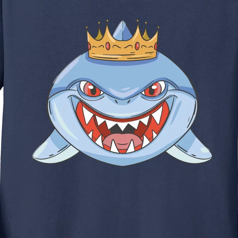 Cartoon Shark Crown Kids Long Sleeve Shirt